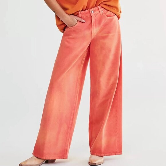 NWT FREE PEOPLE We The Free Waterfall Baggy Wide Leg Jeans Boho Size 24S $148 - Picture 2 of 16